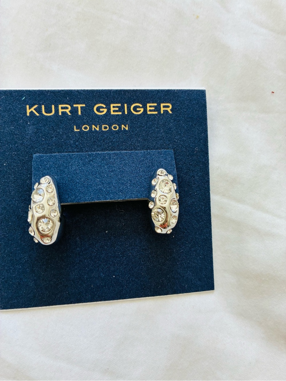 Kurt Geiger Silver Crystal-Embellished Huggie Earrings